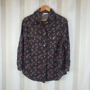 Baltic Born Floral Button Down Shirt Blue Red Size Medium